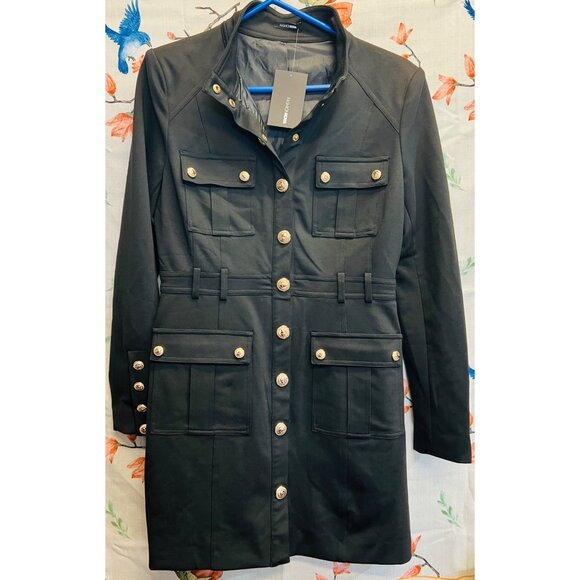 Black Midi Dress Womens Size Large Fashion Nova With Snap Buttons Poly Blend - Picture 2 of 7